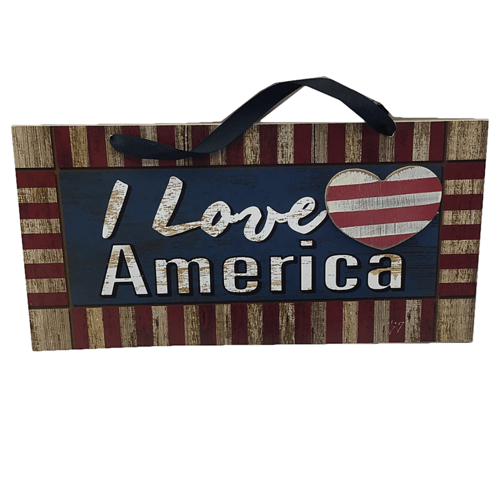 12" x 6" Love America Striped Sign  Two Styles