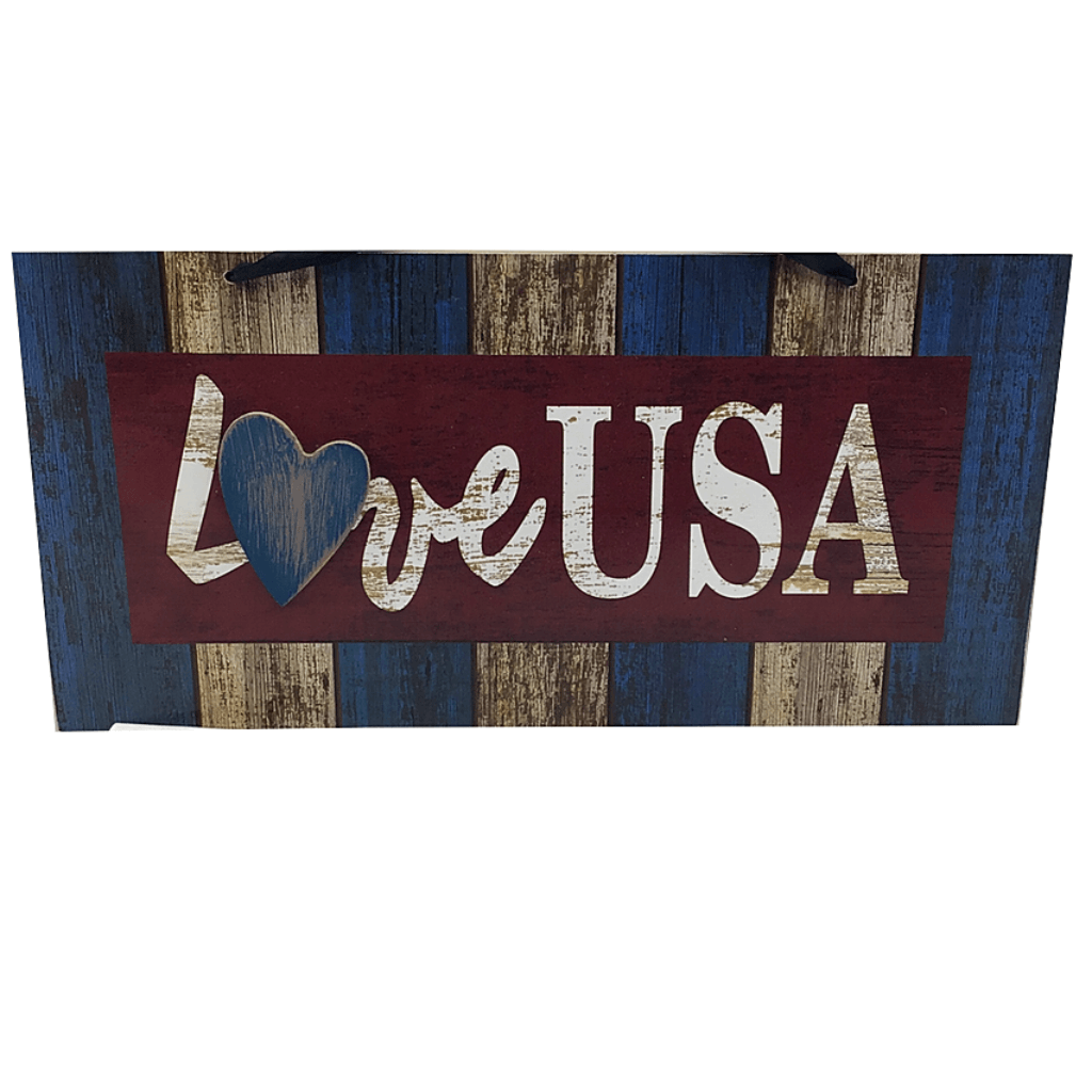 12 Inch By 6 Inch Love America Striped Sign  Two Styles