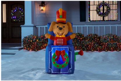Home Accents Holiday 5 Foot Animated LED Dog In Box Inflatable - Open Box
