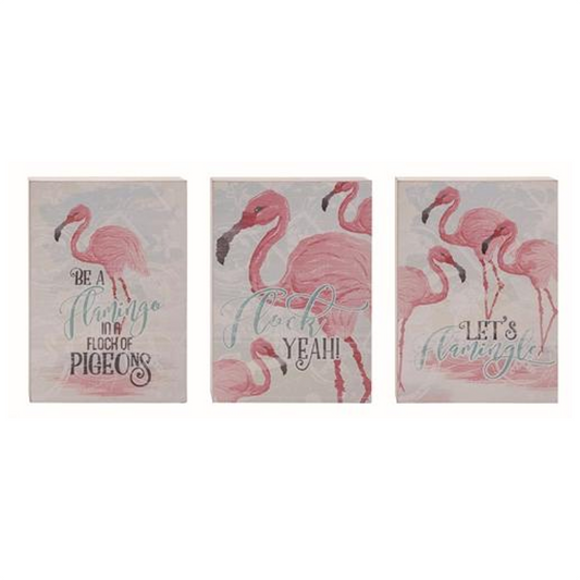 13 Inch Flamingo Art Block Decor  3 Styles