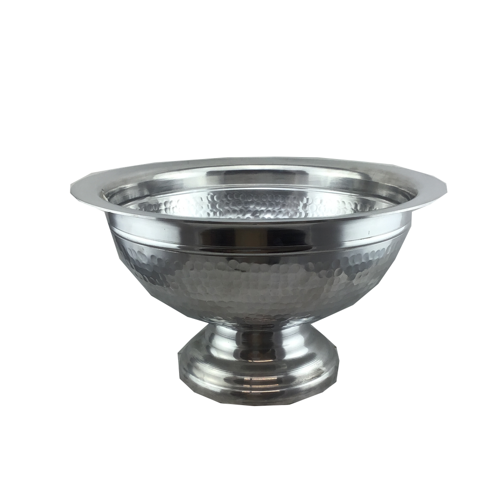 14" Silver Hammered Pedestal Bowl