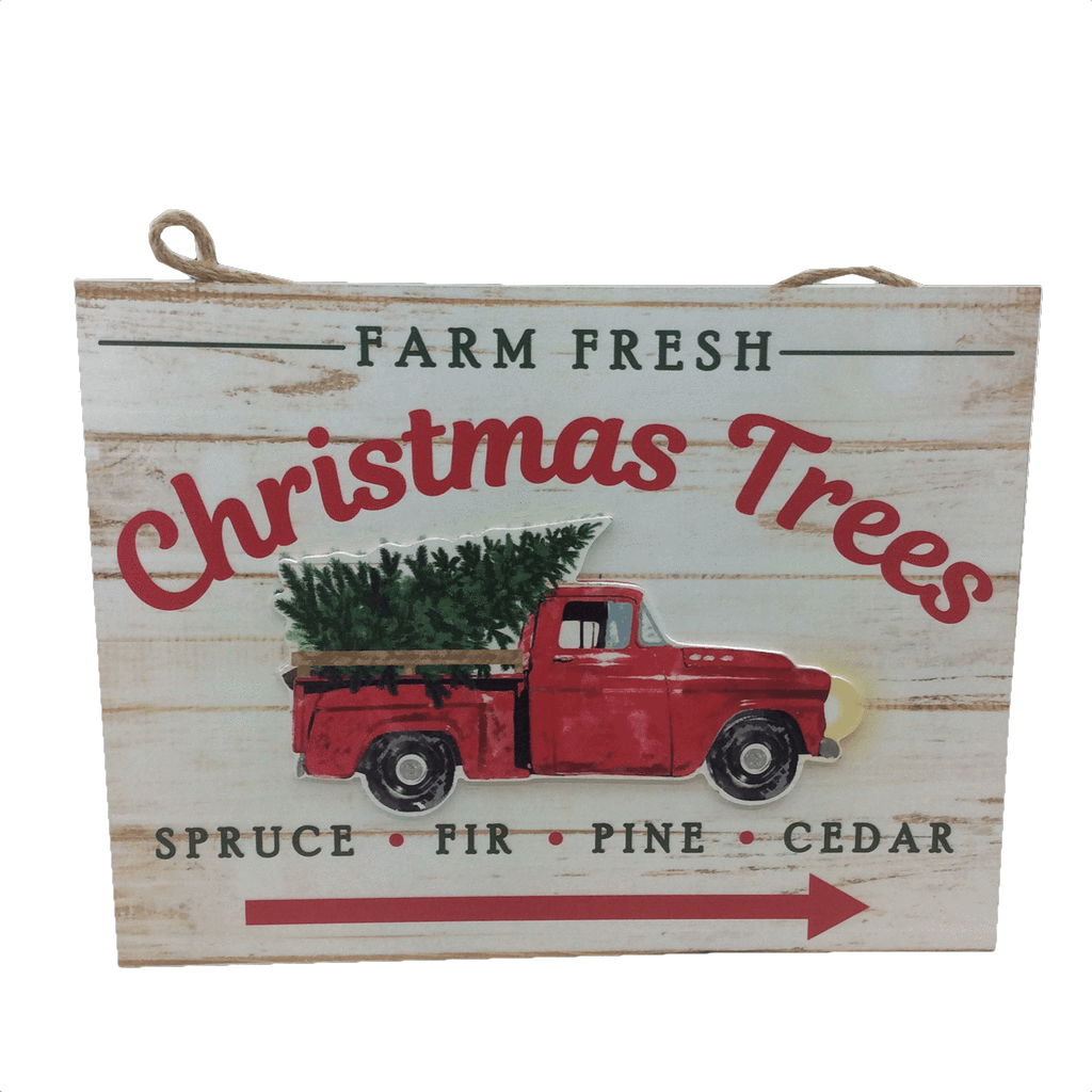 15.75 Inch Farm Fresh Christmas Trees Wall Art Sign