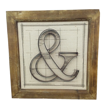 15.75" x 15.75" Wooden Wall Decor w/ Metal Symbol - Two Styles