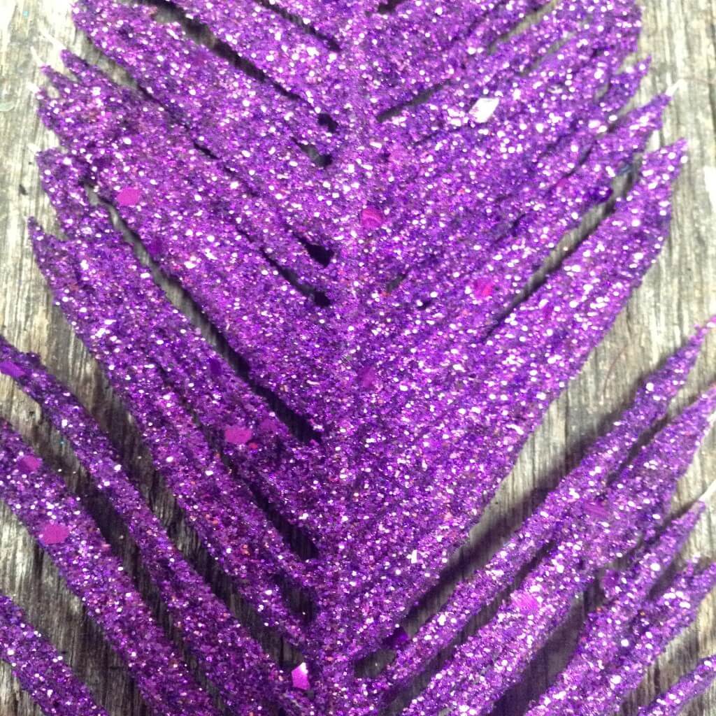 Mardi Gras 19 Inch Glittered Leaf Sprays Purple Gold Green