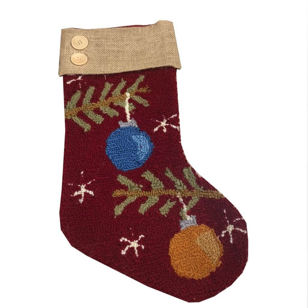 19 Inch Moss Green or Burgandy Snowman Stocking With Burlap Cuff
