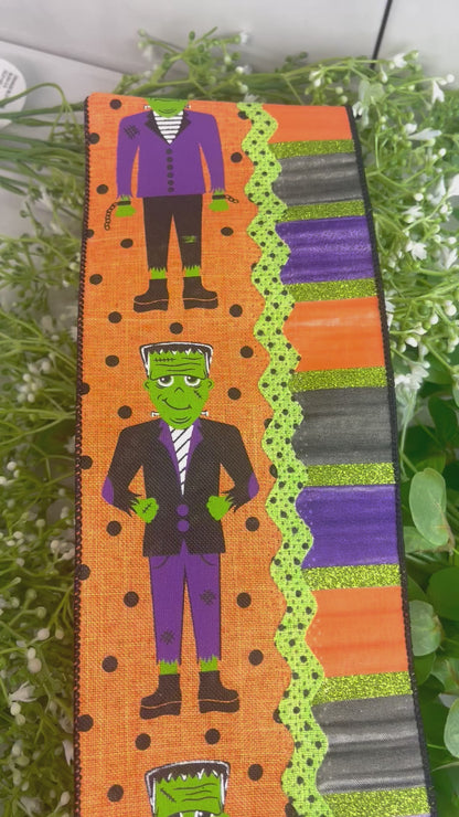 4 Inch By 10 Yard Frankenstein Halloween Ribbon