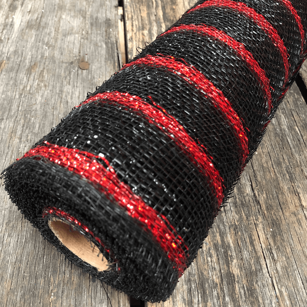 20 Inch by 10 Yards Designer Netting Black with Red Foil