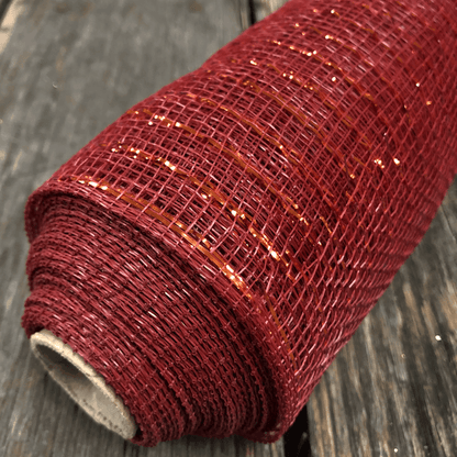 20 Inch by 10 Yards Designer Netting Burgundy with Gold Glamour