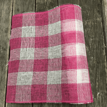 20 Inch by 10 Yards Designer Netting Hot Pink and White Parchment/Poly Burlap