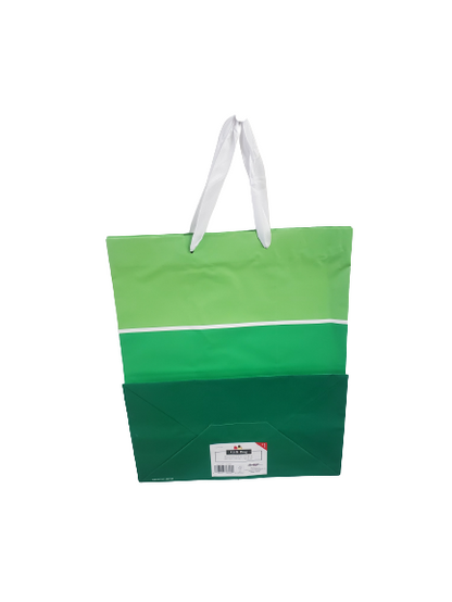 Green Gift Bag With  Stripes And  Small White Stripes