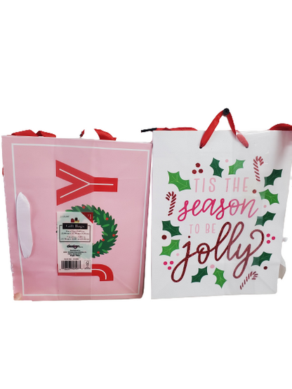 Small Christmas Gift Bag White And Pink