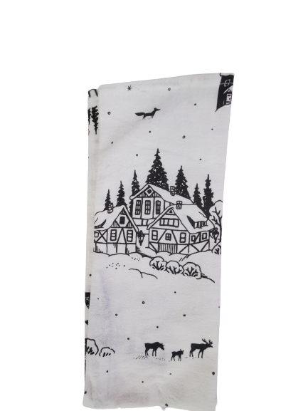 Christmas Dish Towel Set Ski Lodge And Cabins
