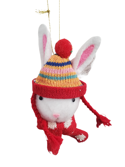 Wonder Shop Bunny Head With Scarf Ornament