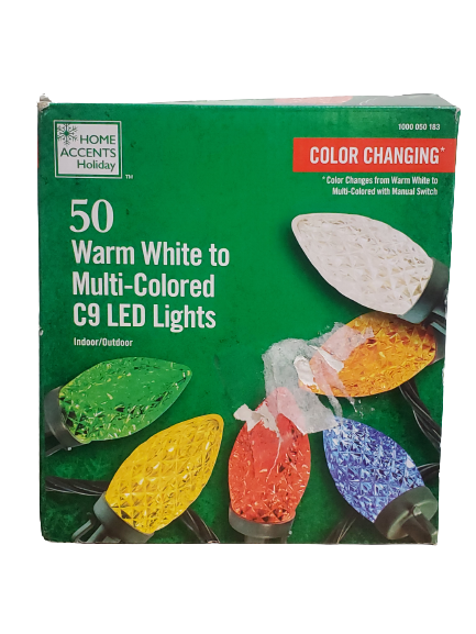 Home Accents Holiday 50 Warm White To Multi-Colored C9 LED Lights (Open Box)