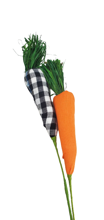 Black And White Plaid And Orange Fabric Carrot Pick