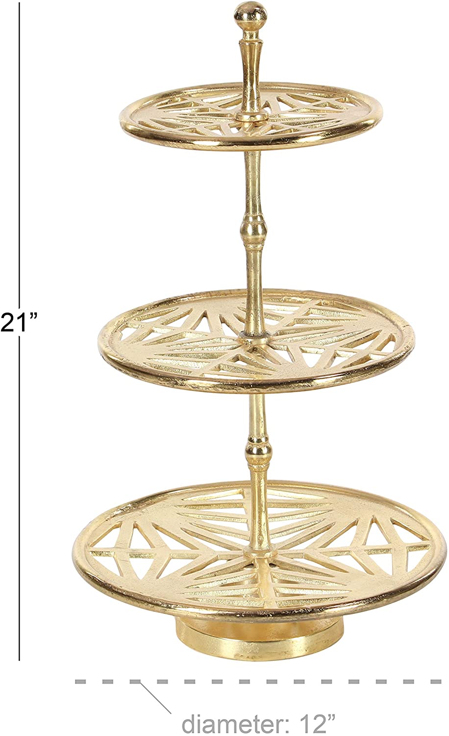 21 Inch Gold 3 Tier Tray Stand