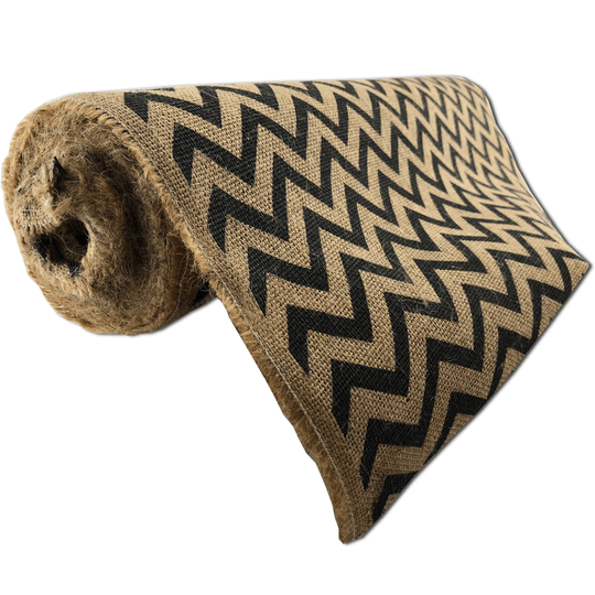 22 Inch by 10 Yards Designer Burlap Natural With Black Pattern