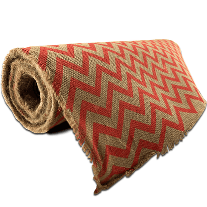 22 Inch by 10 Yards Designer Burlap Natural With Salmon Pattern