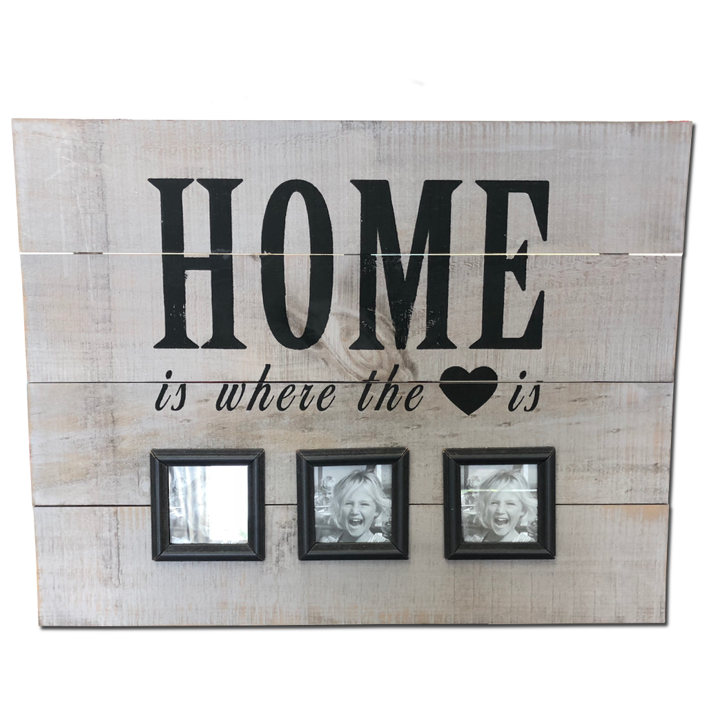 22" x 28" Home Wood Sign w/ 3 Pictures
