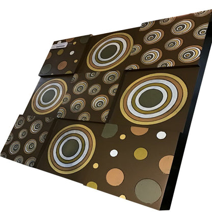 24" Brown Retro Circles & Polka Dot Print Wall Art