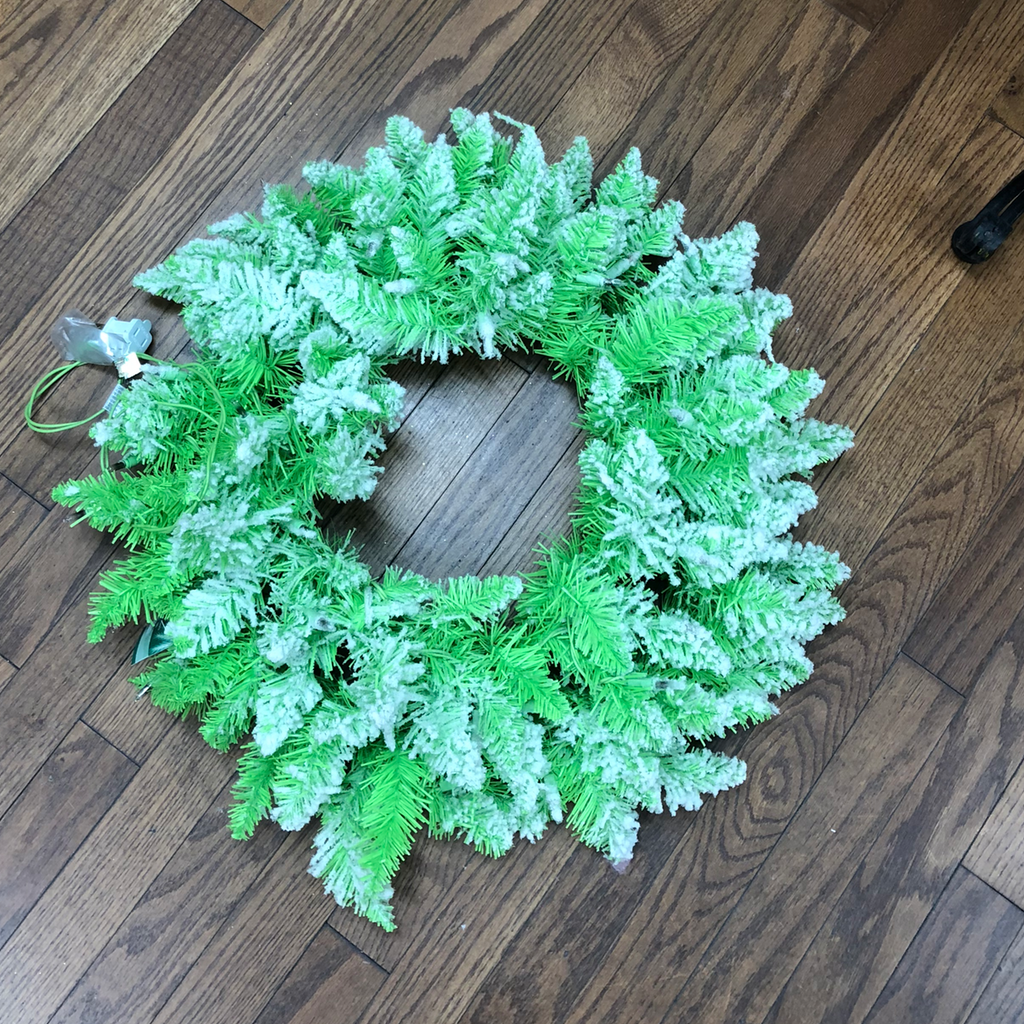 24" Flocked Lime Wreath