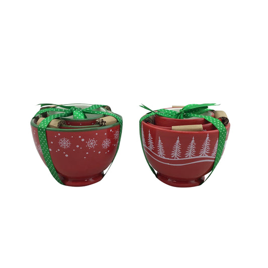 Small Dolomite Holiday 3 pc set Bowls 2 Styles