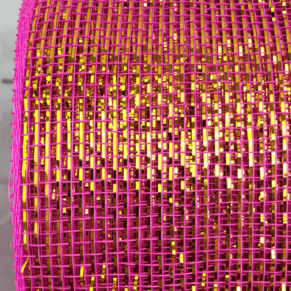 3 Inch by 20 Yards Designer Netting Hot Pink With Gold Glamour