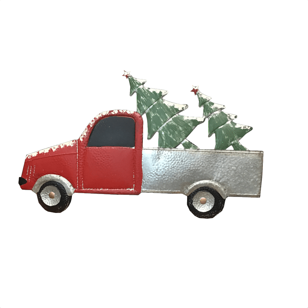 Christmas Metal Red Truck Wall Decor