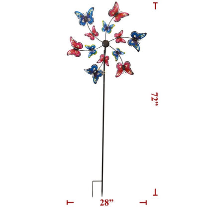 72 Inch Metal Butterfly Spinner Yard Stake