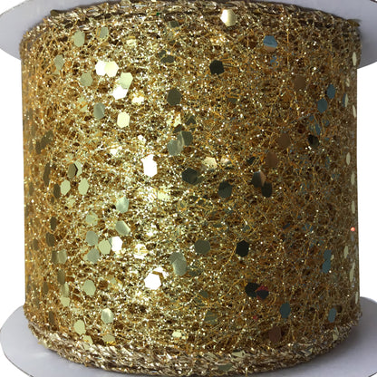 Glitter Gold Ribbon With Wired Edge