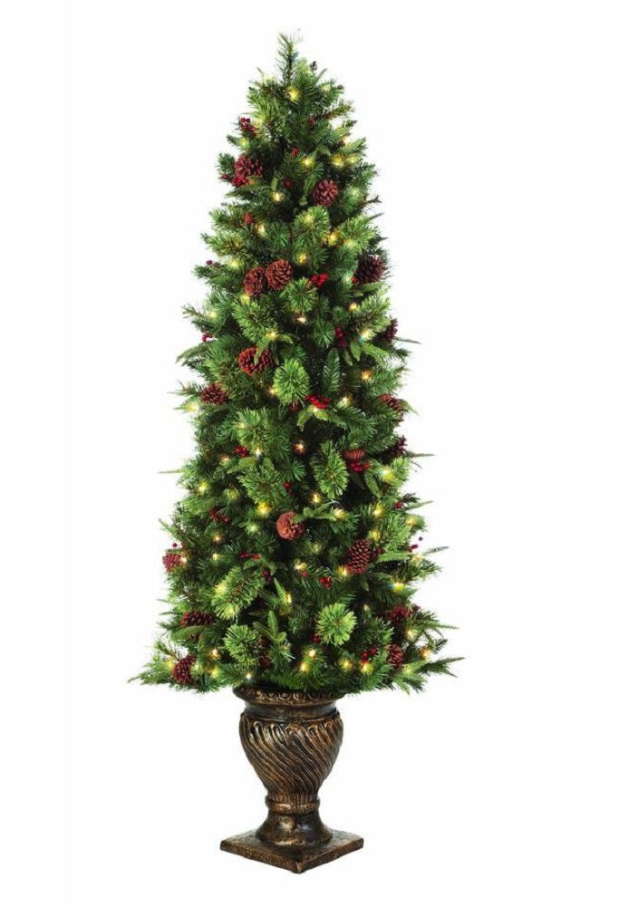 Home Accents Holiday 6.5 Foot Paces Hill Pine Potted Pre-Lit Tree (A7)