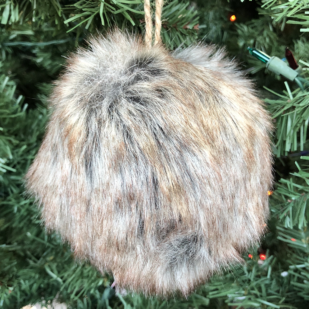 4" Brown Fur Ball Ornament