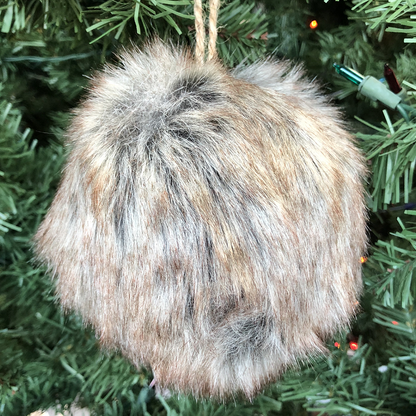 4" Brown Fur Ball Ornament