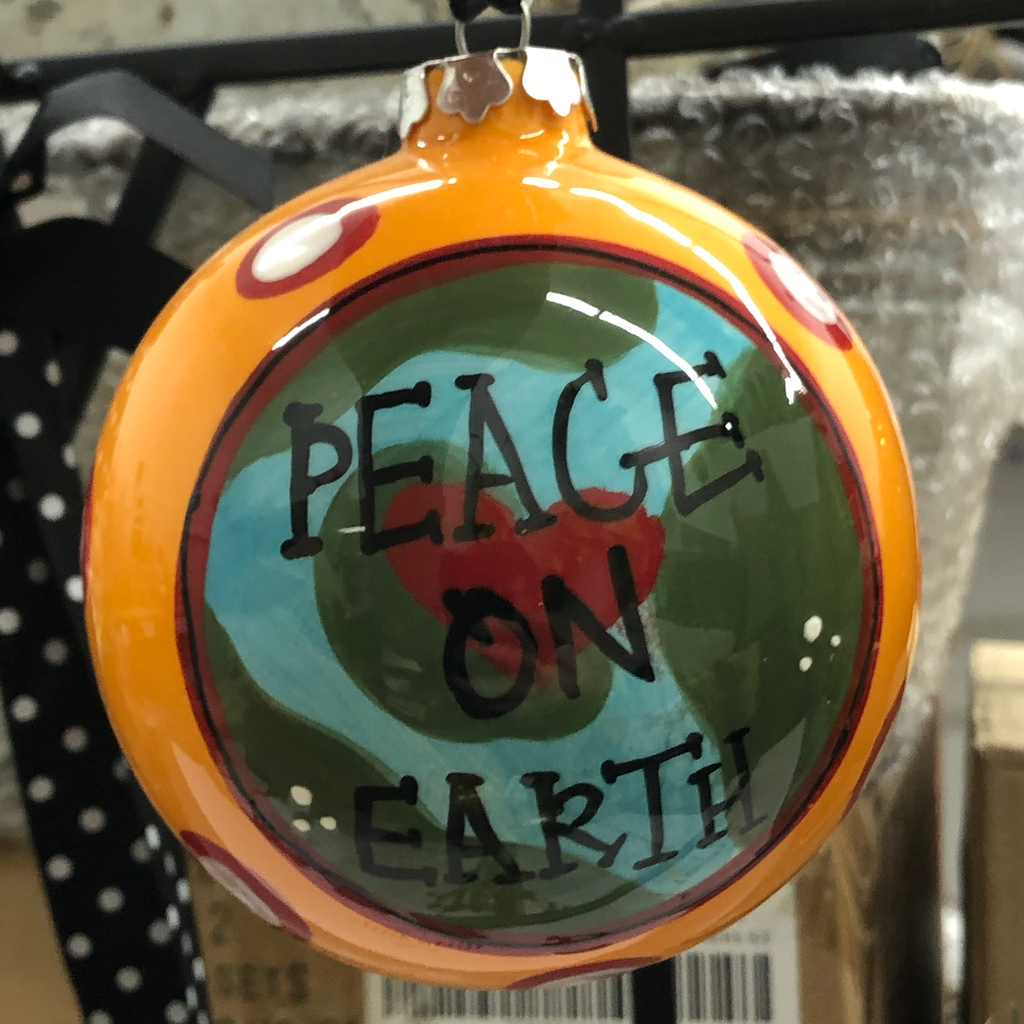 4 Inch Magnolia Lane Ceramic Peace on Earth Ornament