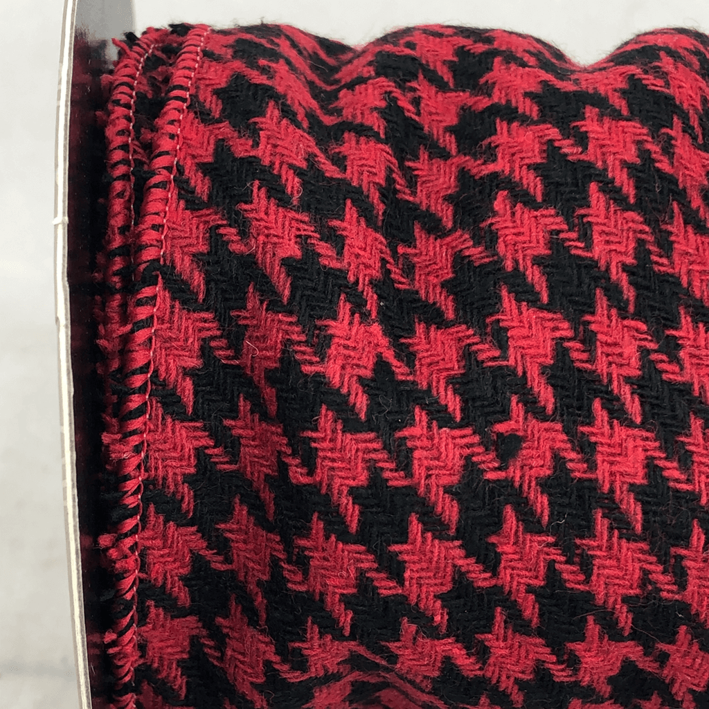 4 Inch By 5 Yards Houndstooth Ribbon Red And Black