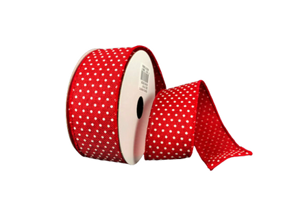 1.5 Inch Red With White Polka Dot Ribbon