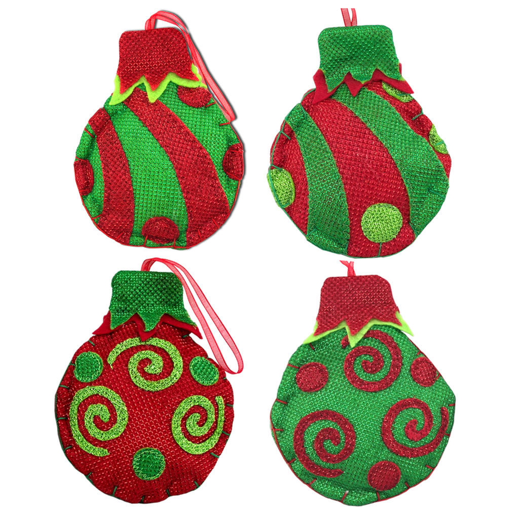 5 Inch Plush Fabric Circular Ornament  4 Styles