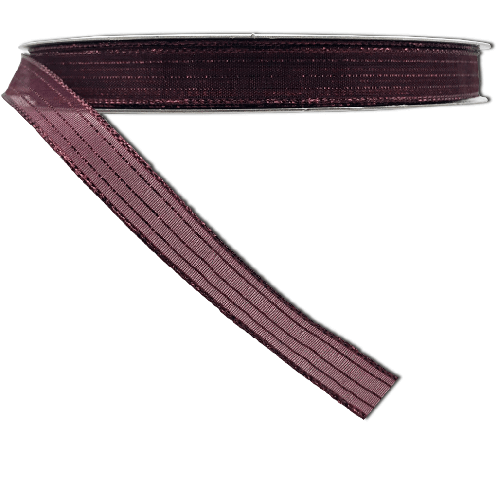 5/8" x 50 YDS Sheer Satin Burgandy Striped Ribbon