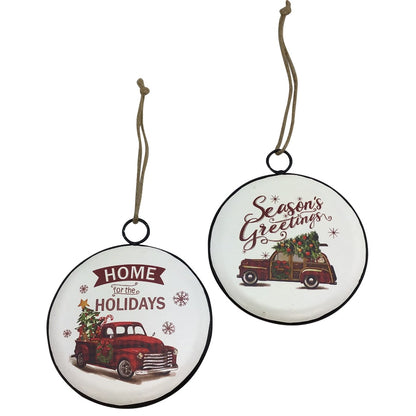 6.25 Inch Round Christmas Ornament 2 Styles
