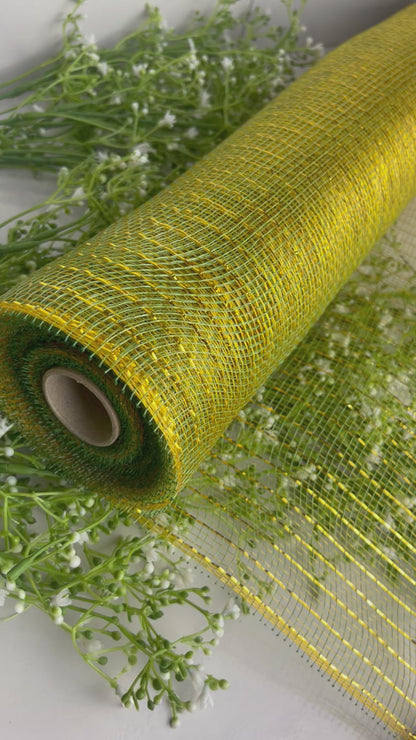 20 Inch By 10 Yards Designer Netting Moss Glaze with Gold Glamour