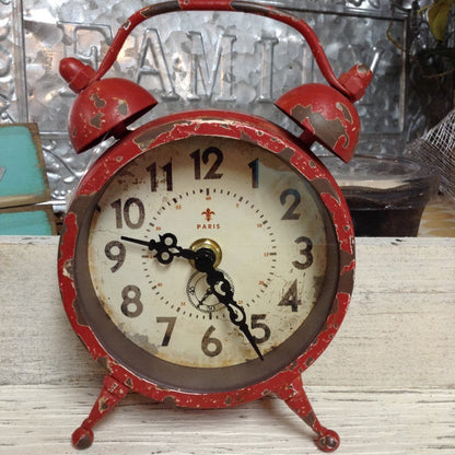 6" Rustic Red Metal Clock