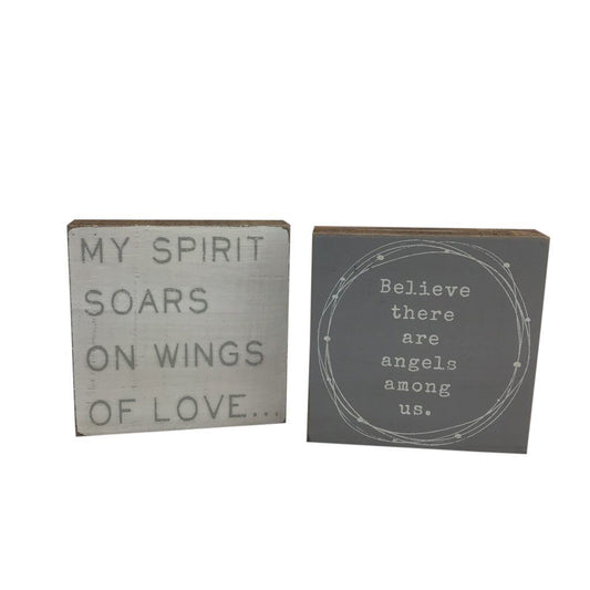 6 Inch Wings of Love Wooden Plaques Set of 2