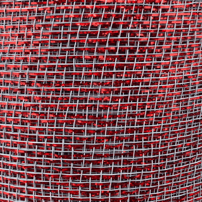 6 Inch by 20 Designer Netting Gray with Red Glamour