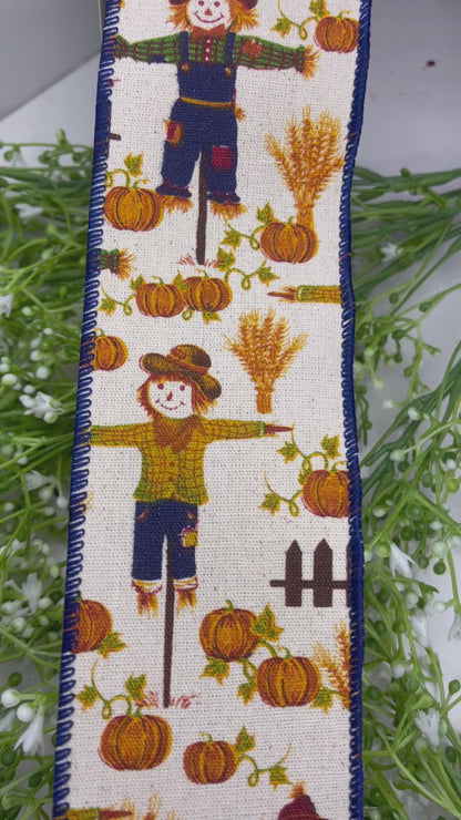 2.5 Inch Scarecrow Pumpkin Patch Ribbon