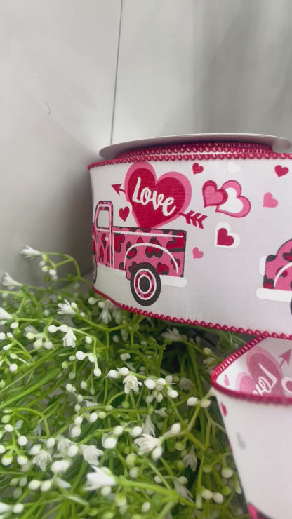 Pink Love Heart Truck Ribbon