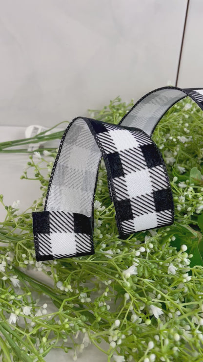 1.5 Inch Ribbon with Black And White Plaid