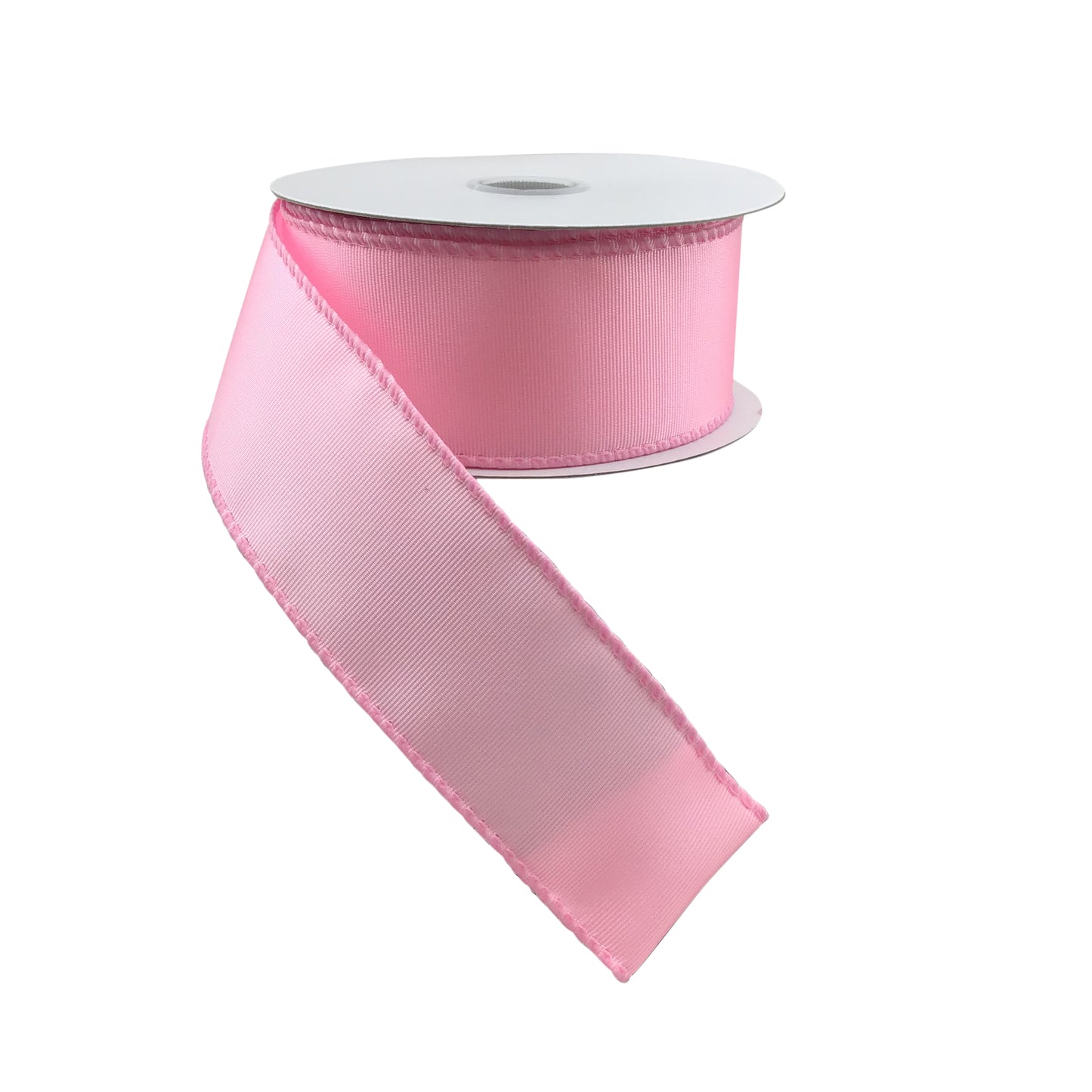 1.5 Inch Baby Pink Ribbed Satin Ribbon