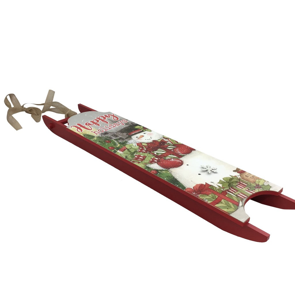 27.5 Inch Tall 6 Inch Wide Wood Holiday Sleigh