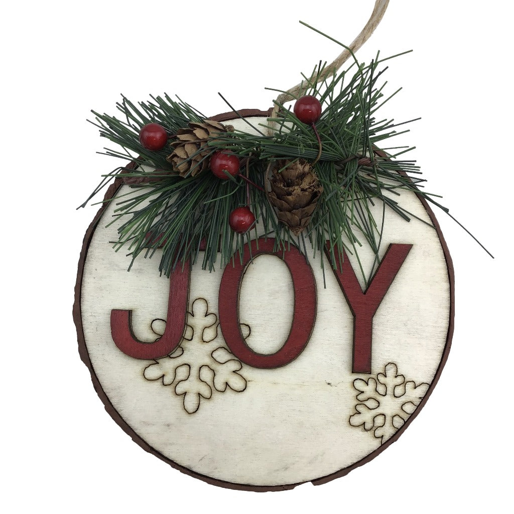 4.75 Inch Round Wooden Christmas Ornaments