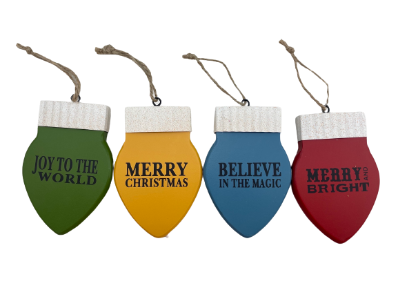 Holiday Ornament Bulb With Words 4 Styles